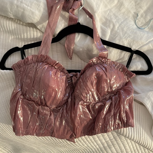 MAJORELLE pink bustier crop top size SMALL - Picture 2 of 3